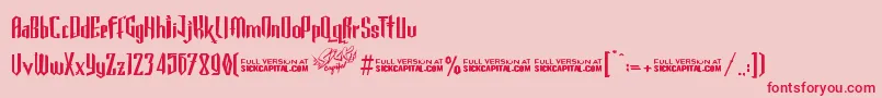 GothickellashortFree Font – Red Fonts on Pink Background