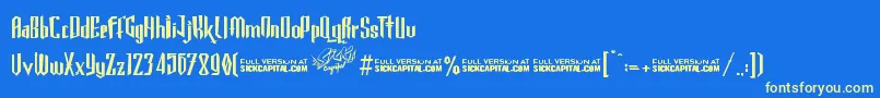 GothickellashortFree Font – Yellow Fonts on Blue Background