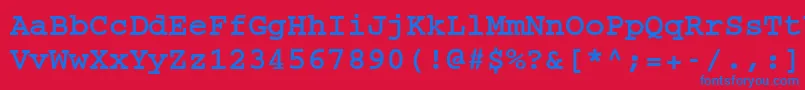 フォントCourierCeBold – 赤い背景に青い文字