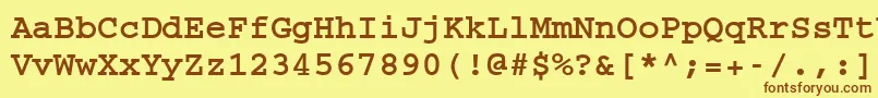 フォントCourierCeBold – 茶色の文字が黄色の背景にあります。