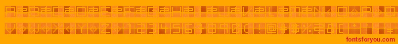 BackToHeavyCoatFatGroundQuad-Schriftart – Rote Schriften auf orangefarbenem Hintergrund