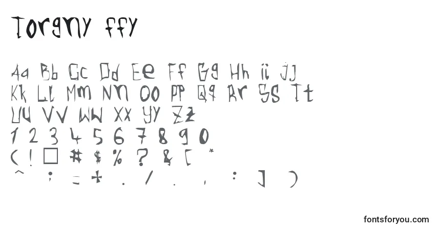 Schriftart Torgny ffy – Alphabet, Zahlen, spezielle Symbole