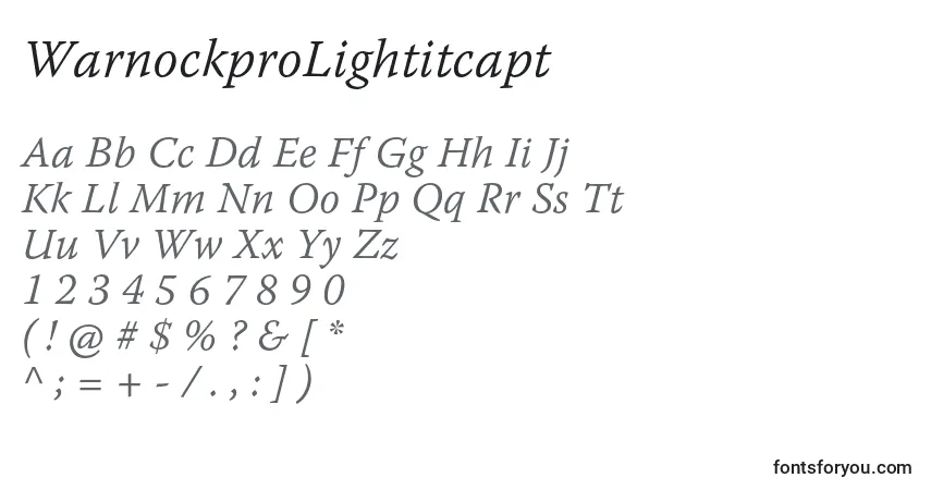A fonte WarnockproLightitcapt – alfabeto, números, caracteres especiais