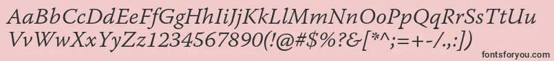 フォントWarnockproLightitcapt – ピンクの背景に黒い文字