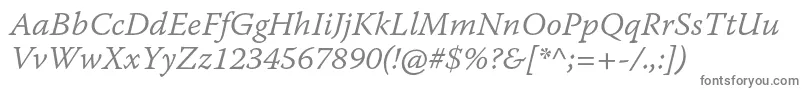 WarnockproLightitcapt-fontti – harmaat kirjasimet valkoisella taustalla