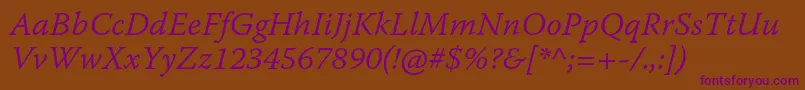 Подробнее о шрифте WarnockproLightitcapt Шрифт WarnockproLightitcapt – фиолетовые шрифты на коричневом фоне