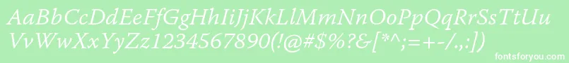 WarnockproLightitcapt Font – White Fonts on Green Background