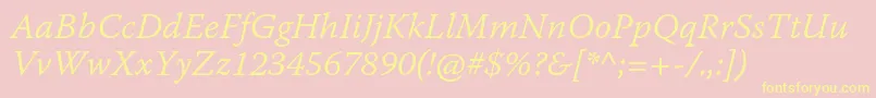 WarnockproLightitcapt Font – Yellow Fonts on Pink Background