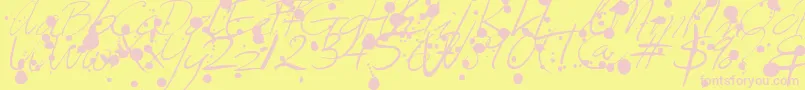 Leakage-Schriftart – Rosa Schriften auf gelbem Hintergrund