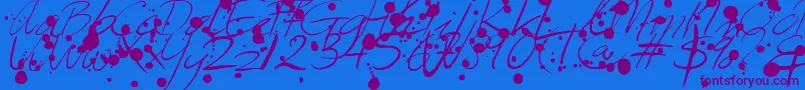 Leakage-Schriftart – Violette Schriften auf blauem Hintergrund