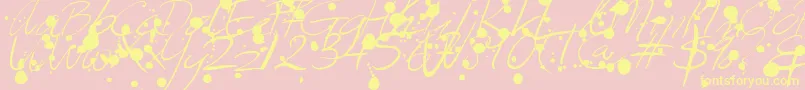 Leakage-Schriftart – Gelbe Schriften auf rosa Hintergrund