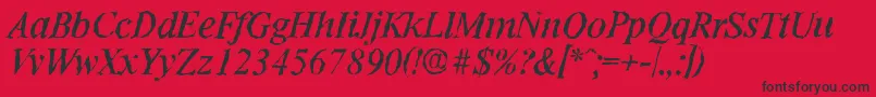 Fonte RiccionerandomItalic – fontes pretas em um fundo vermelho