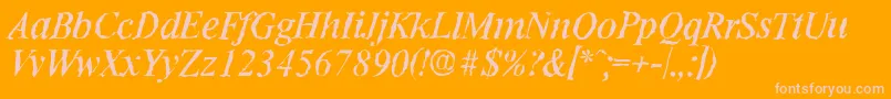 RiccionerandomItalic Font – Pink Fonts on Orange Background