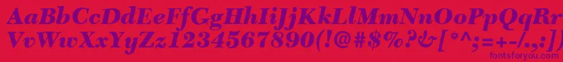 Fonte C651RomanBlackItalic – fontes roxas em um fundo vermelho