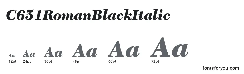 C651RomanBlackItalic Font Sizes
