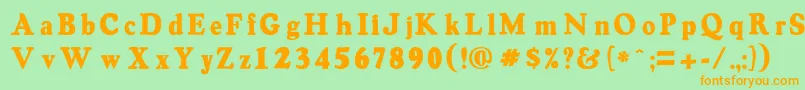 フォントOswaldgrey – オレンジの文字が緑の背景にあります。