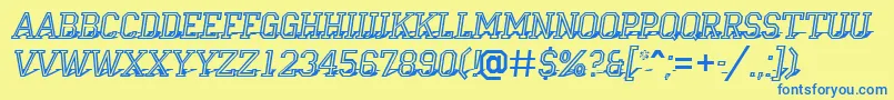 ACampusotl3Dshad Font – Blue Fonts on Yellow Background
