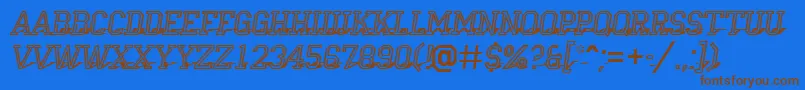 ACampusotl3Dshad-Schriftart – Braune Schriften auf blauem Hintergrund
