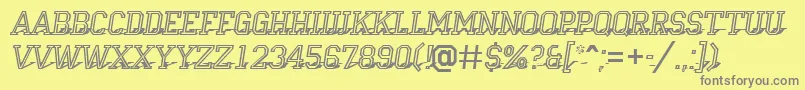 ACampusotl3Dshad-Schriftart – Graue Schriften auf gelbem Hintergrund