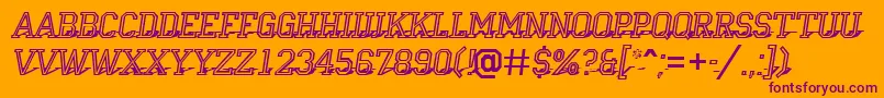 ACampusotl3Dshad-Schriftart – Violette Schriften auf orangefarbenem Hintergrund