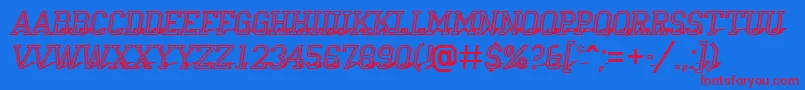 ACampusotl3Dshad-Schriftart – Rote Schriften auf blauem Hintergrund