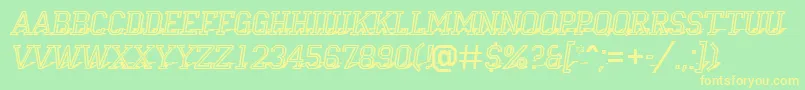 フォントACampusotl3Dshad – 黄色の文字が緑の背景にあります