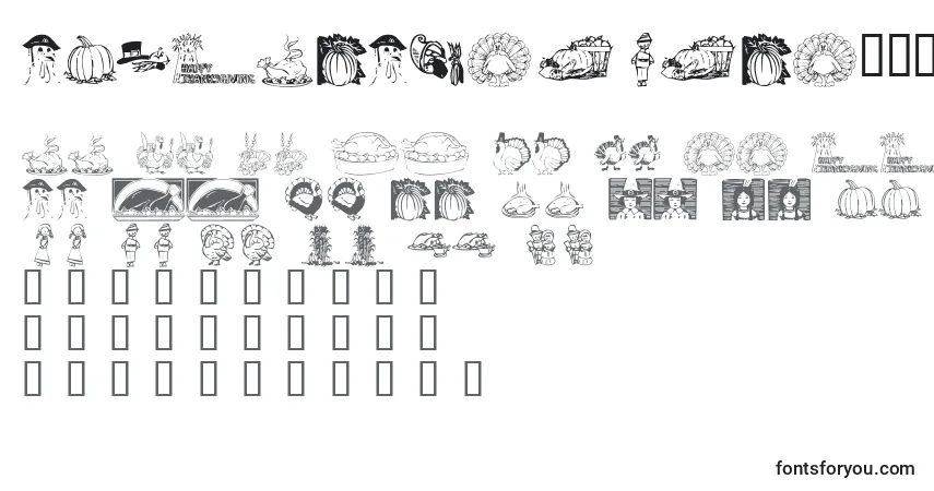Fuente KrThanksgiving2002 - alfabeto, números, caracteres especiales