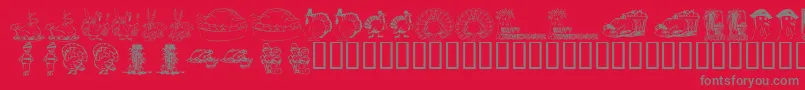 Fonte KrThanksgiving2002 – fontes cinzas em um fundo vermelho