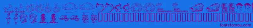 KrThanksgiving2002 Font – Purple Fonts on Blue Background