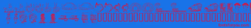 KrThanksgiving2002 Font – Red Fonts on Blue Background