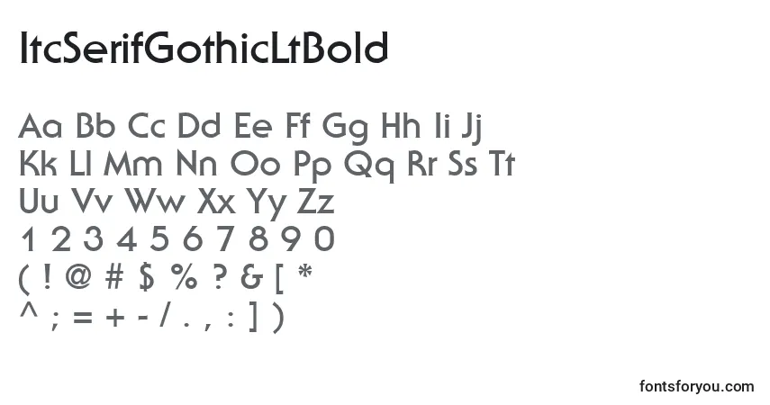 A fonte ItcSerifGothicLtBold – alfabeto, números, caracteres especiais