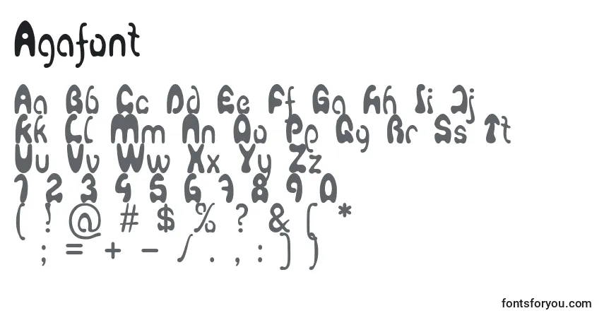 Schriftart Agafont – Alphabet, Zahlen, spezielle Symbole