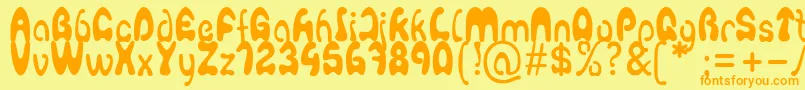 フォントAgafont – オレンジの文字が黄色の背景にあります。
