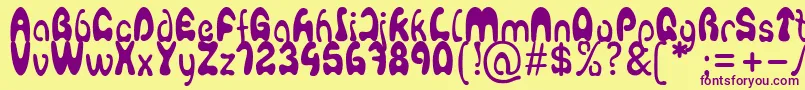 Agafont-Schriftart – Violette Schriften auf gelbem Hintergrund