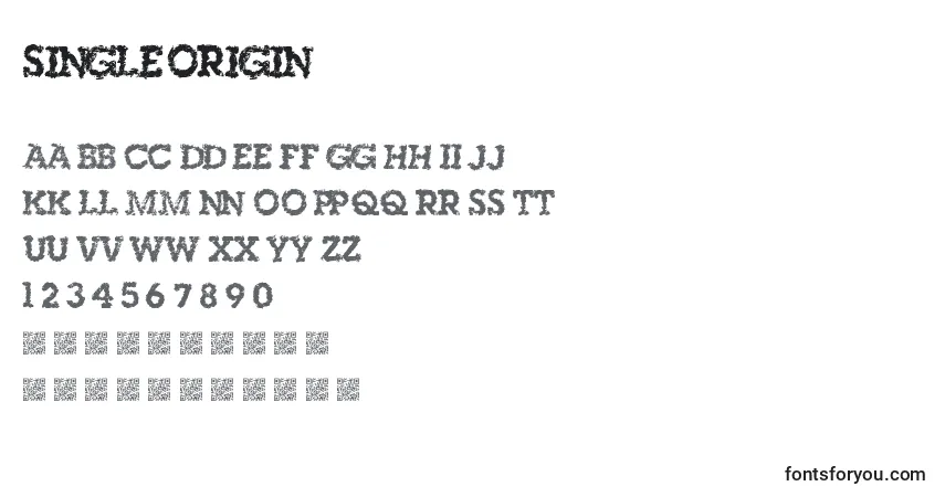 Czcionka Singleorigin – alfabet, cyfry, specjalne znaki