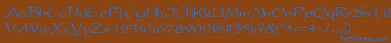 PresentscriptCyrillic Font – Blue Fonts on Brown Background