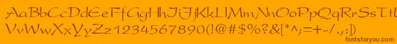 PresentscriptCyrillic Font – Brown Fonts on Orange Background