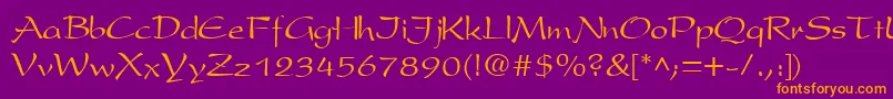 フォントPresentscriptCyrillic – 紫色の背景にオレンジのフォント