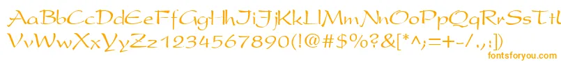 フォントPresentscriptCyrillic – 白い背景にオレンジのフォント