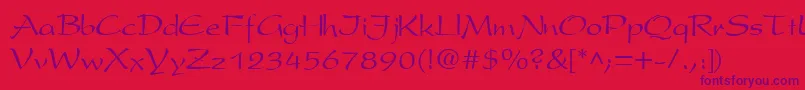 PresentscriptCyrillic-Schriftart – Violette Schriften auf rotem Hintergrund