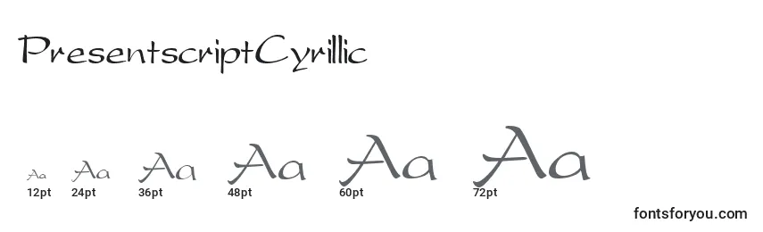 PresentscriptCyrillic Font Sizes