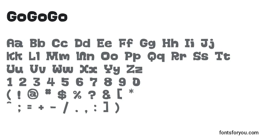 Шрифт GoGoGo – алфавит, цифры, специальные символы