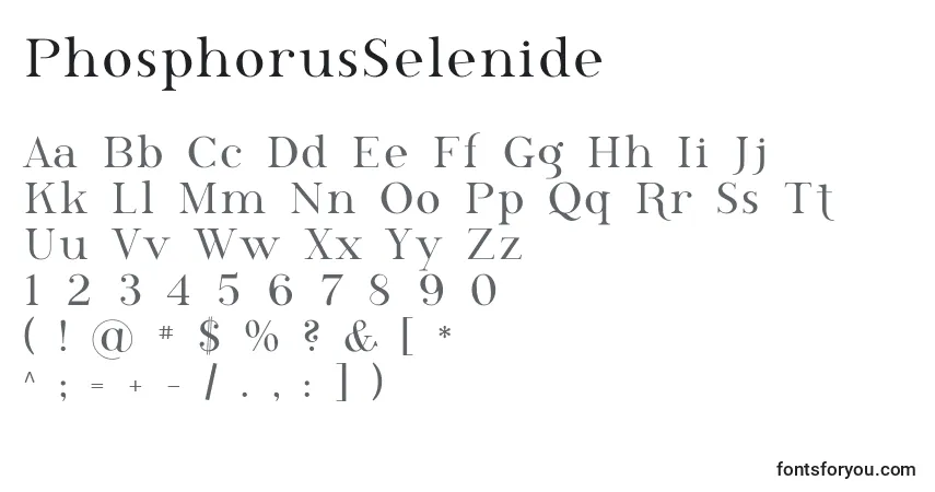 Schriftart PhosphorusSelenide – Alphabet, Zahlen, spezielle Symbole