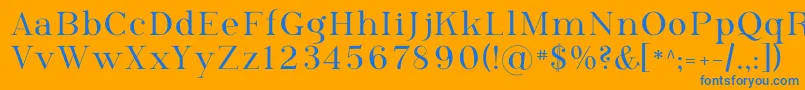 PhosphorusSelenide-Schriftart – Blaue Schriften auf orangefarbenem Hintergrund