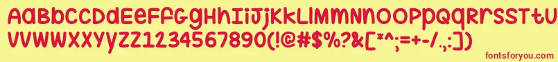 HugMeTightOtf Font – Red Fonts on Yellow Background