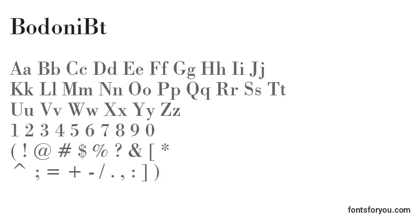 Шрифт BodoniBt – алфавит, цифры, специальные символы