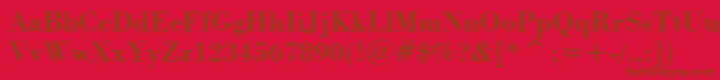 BodoniBt-Schriftart – Braune Schriften auf rotem Hintergrund