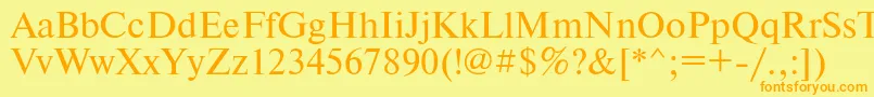 フォントTimesetRegular – オレンジの文字が黄色の背景にあります。