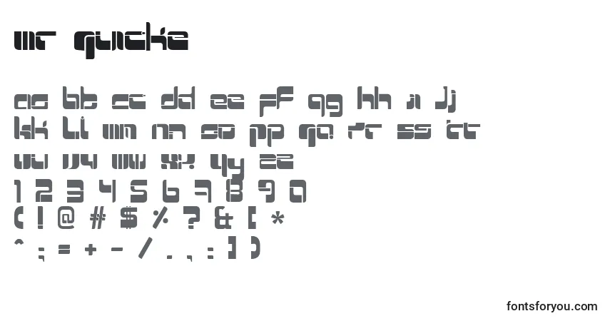 Czcionka Mr Quicke – alfabet, cyfry, specjalne znaki