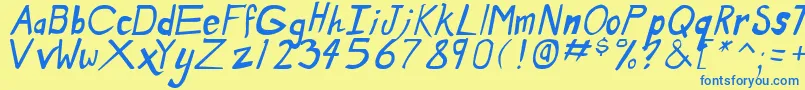 DirtyDuoItalic Font – Blue Fonts on Yellow Background